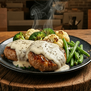 Биточки говяжьи в соусе бешамель